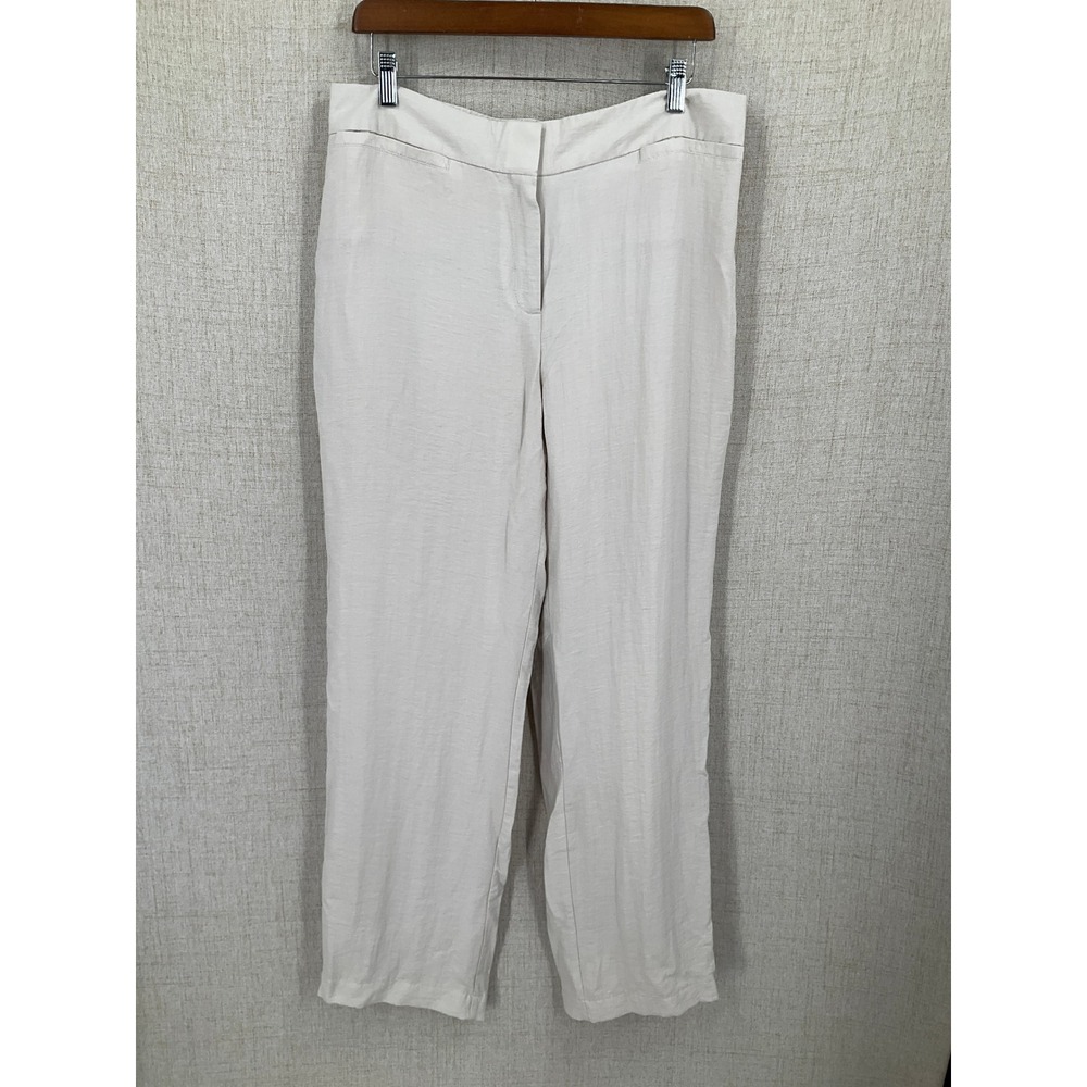 Chico's Travelers Collection Pants Womens 1.5 M Beige Wide Leg Minimalist Airy